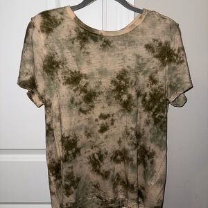 We The Free Tie-Dye Short Sleeve Tee - Green and Cream